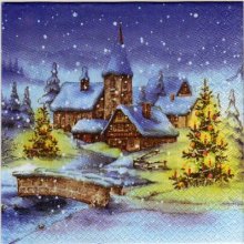 Serviette papier Hiver et Noël 33 cm X 33 cm 3 plis
