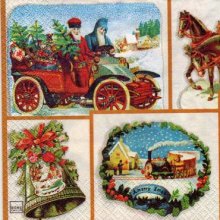 Serviette papier train de Noël 33 cm X 33 cm 3 plis