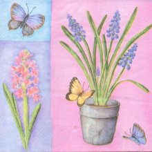 Serviette papier motif fleurs jacinthe 33 cm X 33 cm 3 plis
