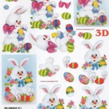 Feuille 3D lapin Pâques et oeuf couleur