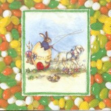 Serviette papier motif lapin  Pâques 33 cm X 33 cm 3 plis