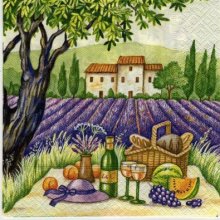 Serviette papier lavande et paysage 33 cm X 33 cm 3 plis