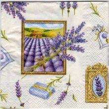 Serviette papier motif lavande 25 cm X 25 cm 3 plis