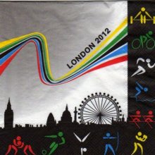 Serviette papier Londres 2012  33 cm X 33 cm 3 plis