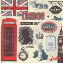 Serviette papier Londres et pub 33 cm X 33 cm 3 plis