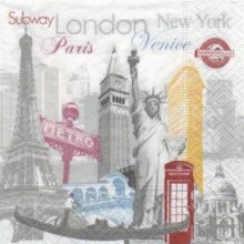 Serviette papier Londres et métro 25 cm X 25 cm 3 plis