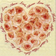 Serviette papier Love et roses 25 cm X 25 cm 3 plis