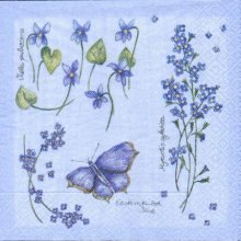 Serviette papier motif lys et papillon  33 cm X 33 cm 3 plis