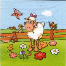 Serviette papier mouton dans l'herbe 33cm X 33 cm 3 plis