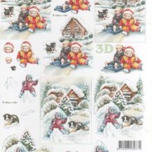 Feuilles à découper 3D  neige et chien