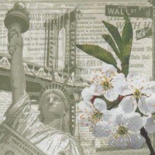 Serviette New York et statue de la Liberté 33 cm X 33 cm 