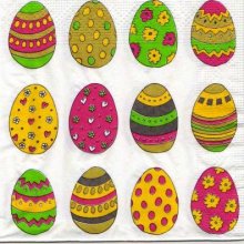 Serviette papier oeufs de Paques colorés 33 cm x 33 cm