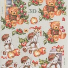 Feuilles 3D  ourson Noel à découper