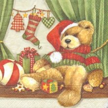 Serviette papier motif Noël et oursons 33 cm X 33 cm 3 plis