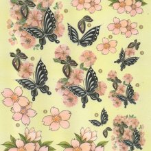 Feuille 3D papillons et fleurs pour carte 3D