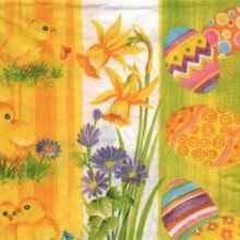 Serviette papier Paques et poussins 33 cm x 33 cm 3 plis