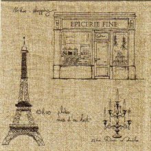 Serviette papier Paris Tour Eiffel et café 33 cm X 33 cm 