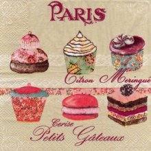 Serviette papier Paris et petit gâteaux 33 cm X 33 cm 3 plis