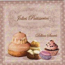 Serviette papier pâtisseries sucrées de 25 cm X 25 cm 
