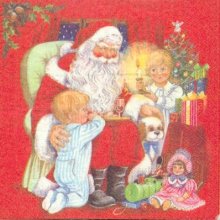 Serviette papier  motif Pere Noël 33 cm X 33 cm 3 plis