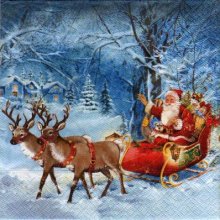 Serviette papier Père Noël et rennes 33 cm X 33 cm 3 plis