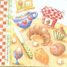 Serviette papier motif petit déjeuner 33 cm X 33 cm 3 plis