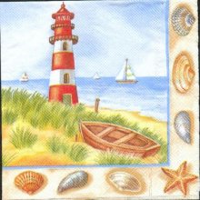 Serviette papier phare à la mer 25 cm X 25 cm 3 plis