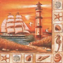 Serviette papier phare et bateau à voile 33 cm X 33 cm 