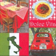 Serviette papier  motif Pizza Italie 33 cm X 33 cm 3 plis