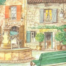 Serviette papier motif place du village 33 cm X 33 cm 3 plis