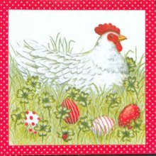 Serviette papier motif poule de Pâques 33 cm X 33 cm 3 plis