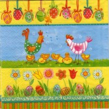 Serviette papier poules et poussin de Paques 