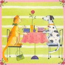 Serviette papier  motif chat et chien 33 cm X 33 cm 3 plis