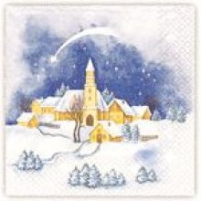 Serviette papier motif paysage Noël 33 cm X 33 cm 3 plis