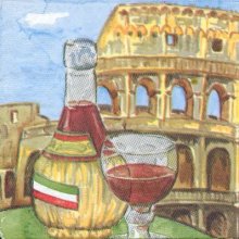 Serviette papier  motif Rome Italie 33 cm X 33 cm 3 plis