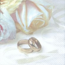 Serviette papier motif mariage + rose blanche