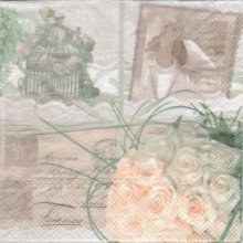 Serviette papier roses et mémoire 33 cm X 33 cm 3 plis