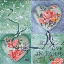 Serviette papier roses et love 33 cm X 33 cm 3 plis