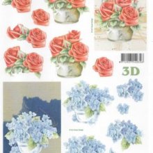 Feuille 3D rose rouge et pot