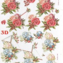 Feuilles à découper 3D roses et boules 