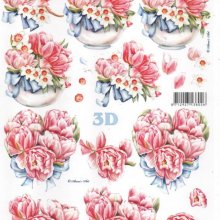 Feuille 3D roses et tulipes