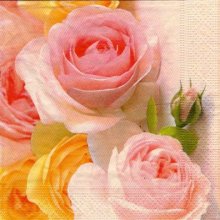 Serviette papier roses jaune et rose 33 cm X 33 cm 3 plis