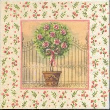 Serviette papier motif rosier 33 cm X 33 cm 3 plis