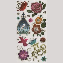 Sticker crystal oiseau et rose 24 cm x 12 cm