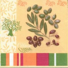 Serviette papier motif Sud et olives 40 cm X 40 cm 3 plis
