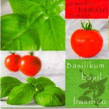Serviette papier Tomate et basilic de 33 cm X 33 cm 3 plis