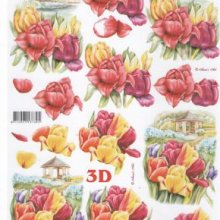 Feuilles 3D à découper tulipe jaune