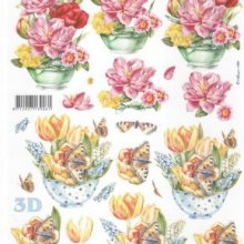 Feuilles à découper 3D tulipes et papillons