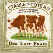 Serviette papier vache et lait frais 33 cm X 33 cm 3 plis