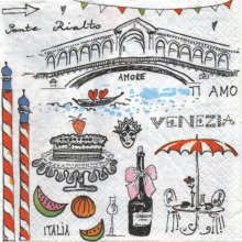 Serviette papier Italie et Venise 33 cm X 33 cm 3 plis